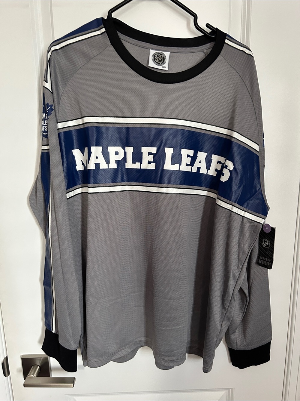 NHL Toronto Maple Leafs Grey and Navy Blue Hockey Jersey Size L